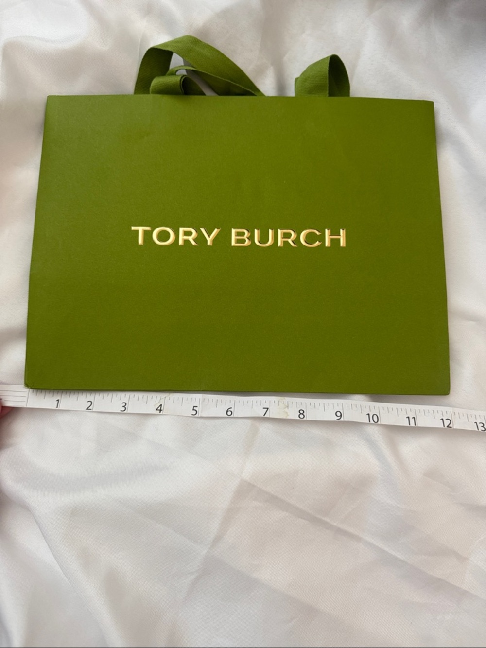 Tory Burch Green Gift Bag with Gold Logo